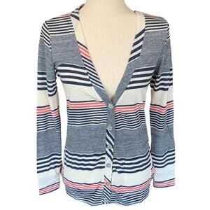 LA Made women’s Revolve sweater cardigan. Size XS blue red white striped